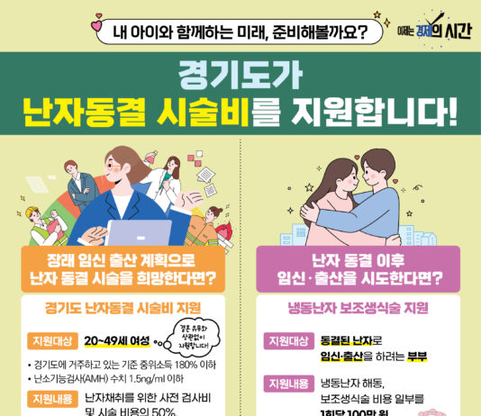 경기도, 4월부터 결혼유무 상관없이 난자동결 시술비 지원