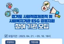 경기도, 사회적경제조직·사회복지기관에 ESG 경영 지원. 참여기관 모집