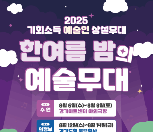 경기도, 6일부터 수원과 의정부에서 기회소득 예술인 특별공연 7회 개최